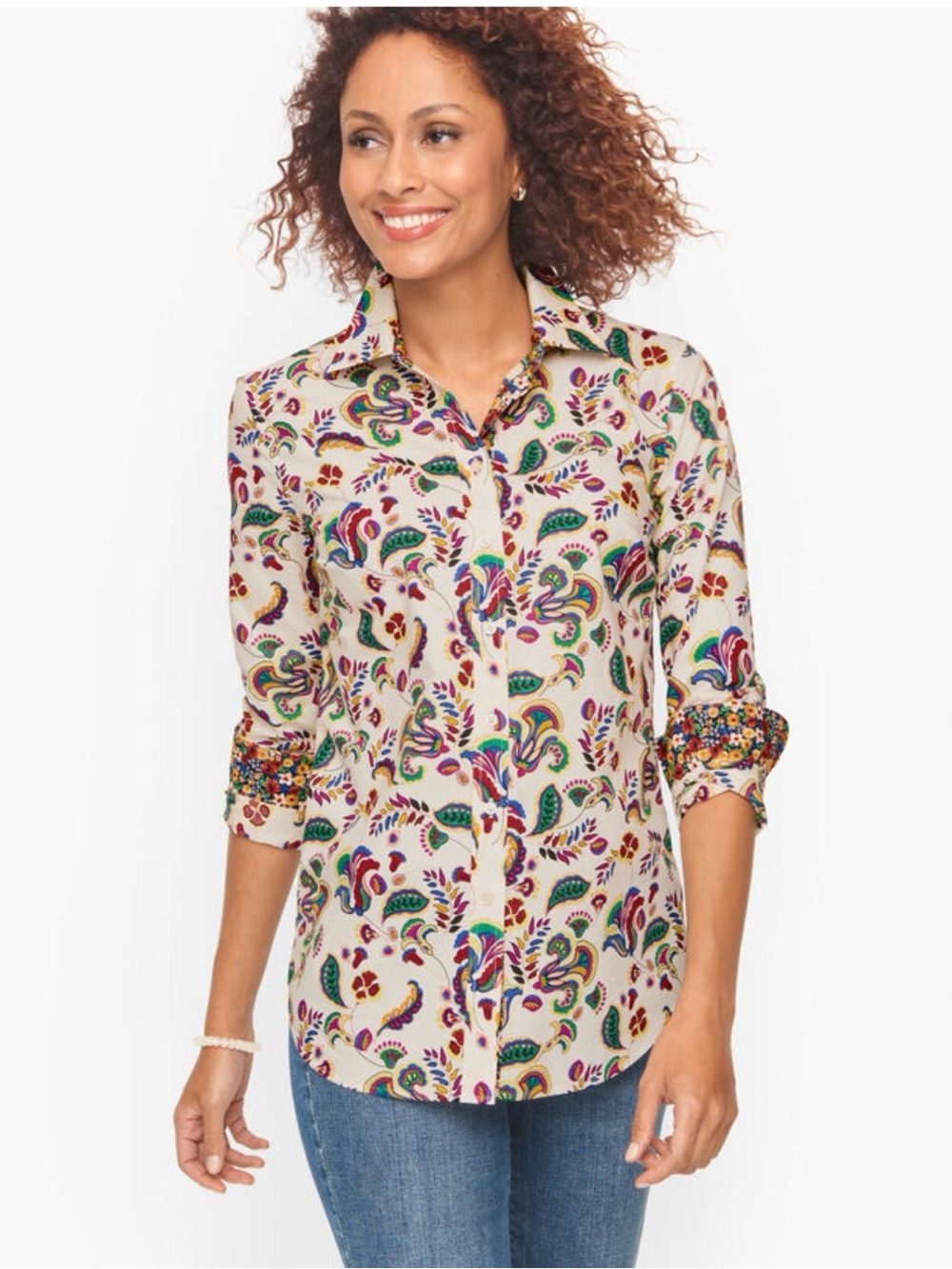 Talbots Lightweight Long Sleeve Button Down Colorful Shirt